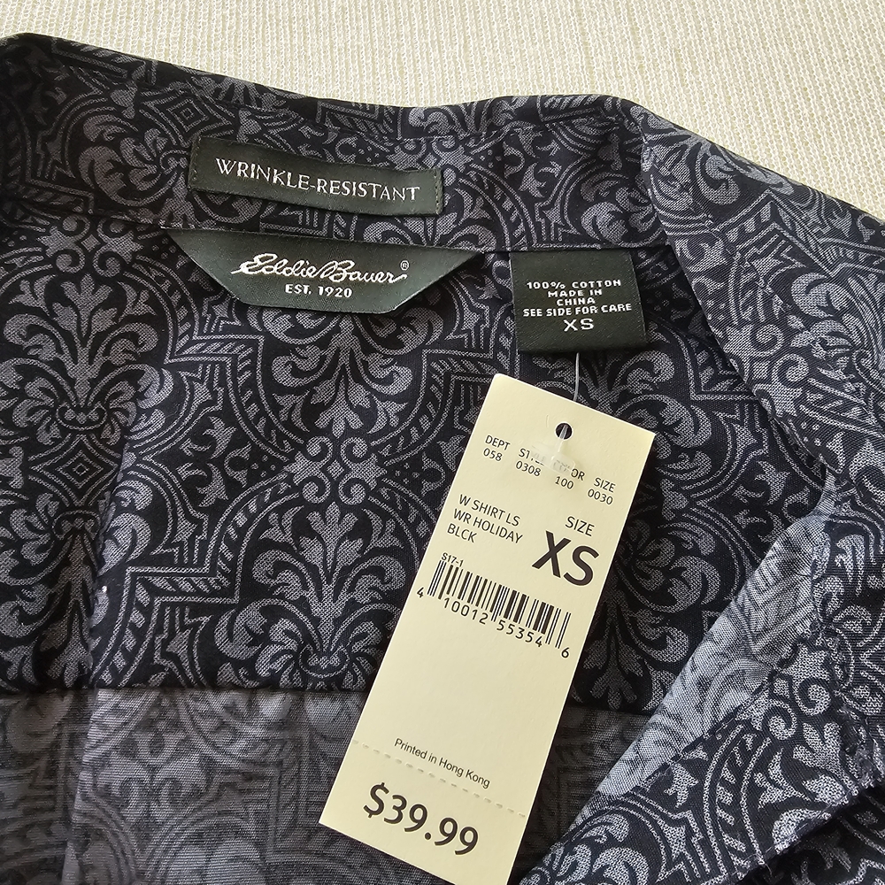 Eddie Bauer Black and Gray Button Down Shirt